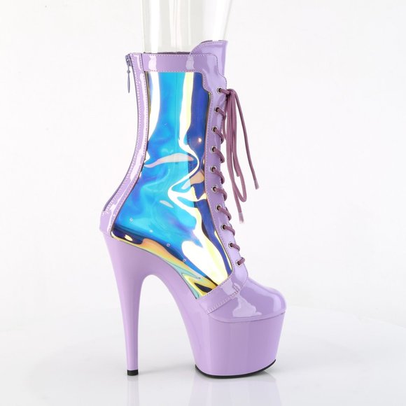 Pleaser Adore 1047 Lavender Hologram Platform Boots High Heels - Picture 5 of 5